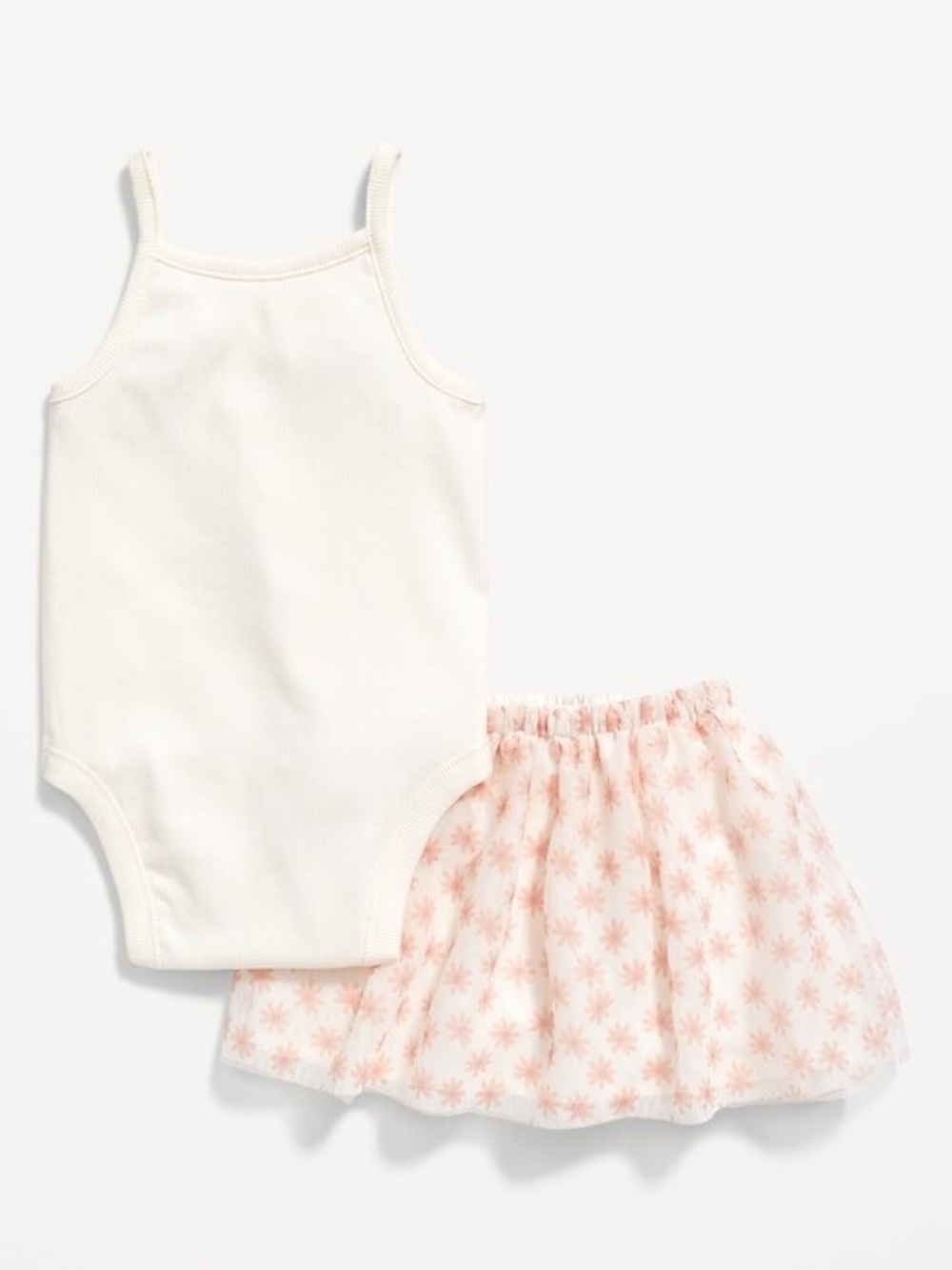 Old Navy - Sleeveless Rib-Knit Bodysuit & Printed Tulle Tutu Skirt Set for Baby